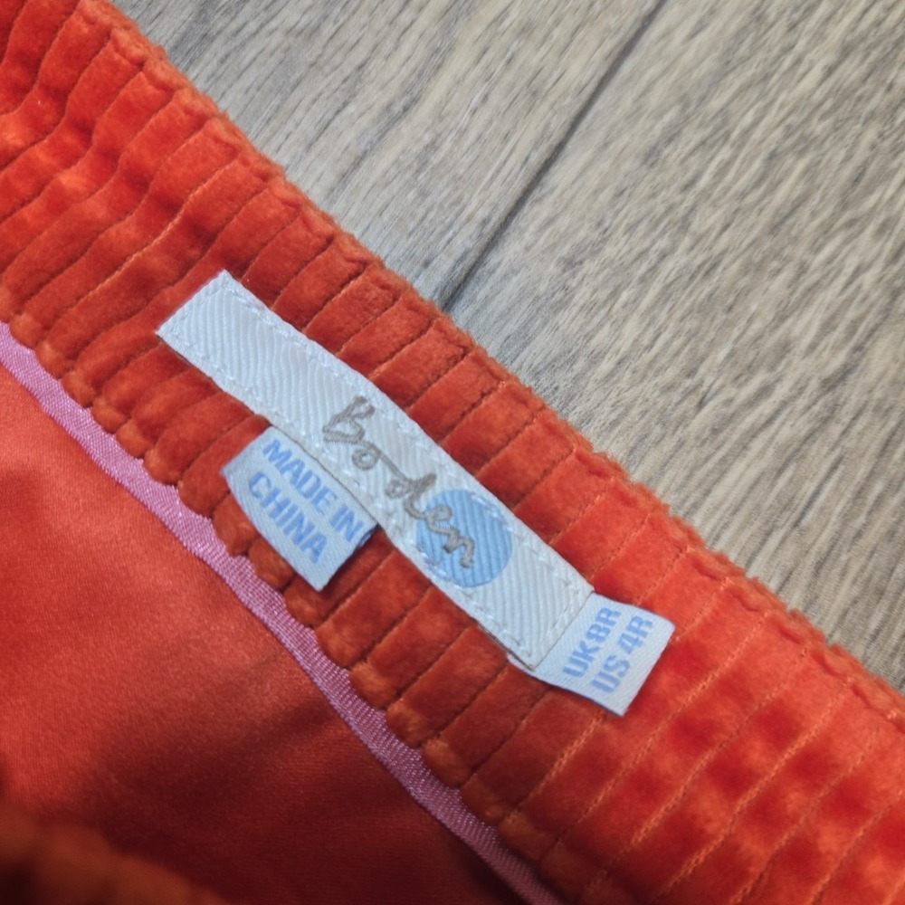 Boden Women 4 Orange Corduroy Wrap Skirt Buckle Accent Pencil - Picture 3 of 9